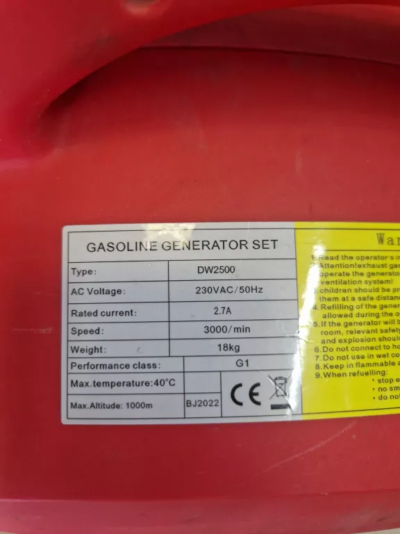 AGREGAT PRĄDOTWÓRCZY INWERTOROWY GENERATOR DW2500