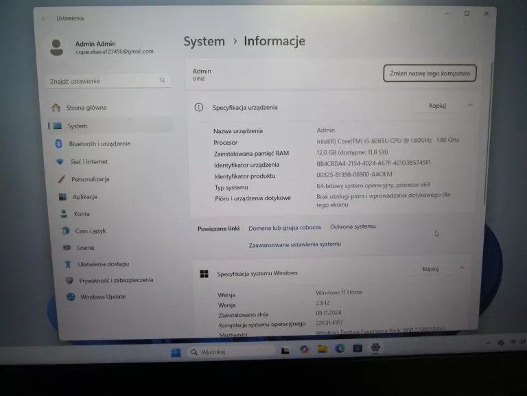 LAPTOP LENOVO IDEAPAD S540 12 GB / 256 GB