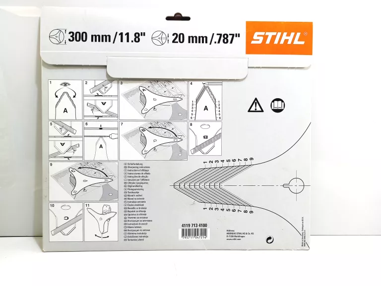 NÓŻ DO WYCINANIA ZAROŚLI TRÓJZĄB STIHL 300MM/11,8 20MM/.787