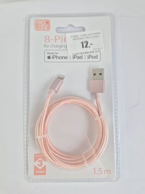 KABEL USB-C/LIGHTNING RÓŻOWY PRO LOGIC