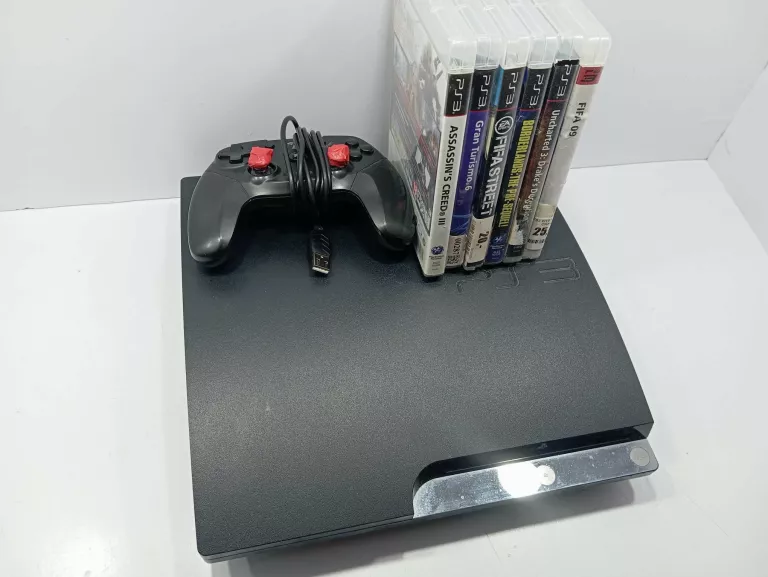 KONSOLA  PS3 SLIM Z 6 GRAMI I USZKODZONY PAD