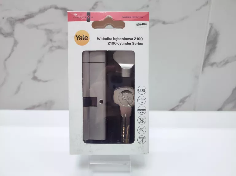 WKŁADKA Z GAŁKĄ ASSA ABLOY YALE 2100 40G/55, NIKIEL, ATEST, KLASA 6D