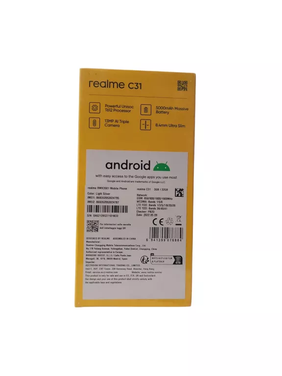SMARTFON REALME C31 3 GB / 32 GB 4G (LTE) SREBRNY