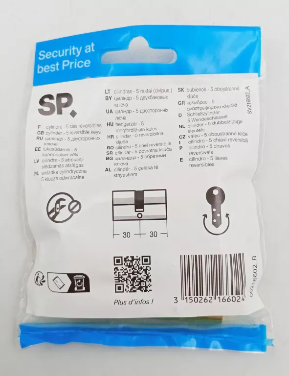 WKŁADKA DO ZAMKA 5G 30X30 MM MOSIĄDZ 5X KLUCZY NAWIERCANYCH | SP -SASZETKA