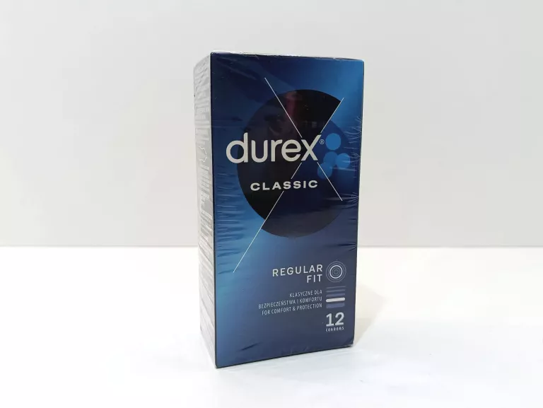 PREZERWATYWY DOPASOWANE DUREX CLASSIC REGULAR KLASYCZNE NAWILŻANE 12 SZTUK