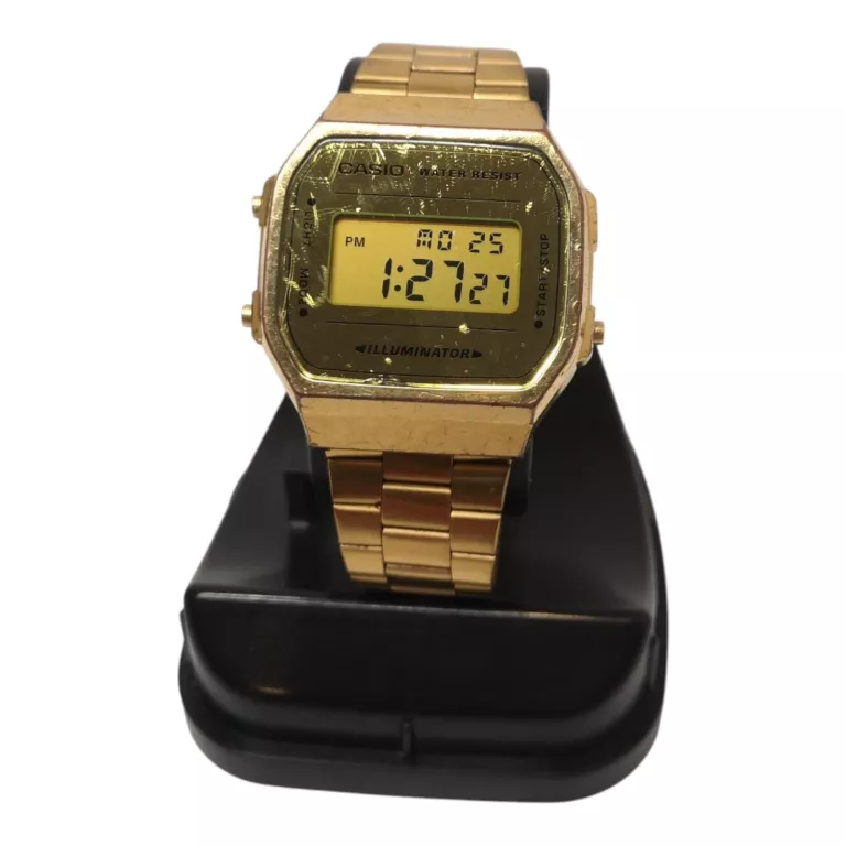 ZŁOTY SPORTOWY ZEGAREK CASIO VINTAGE DIGITAL A168WE
