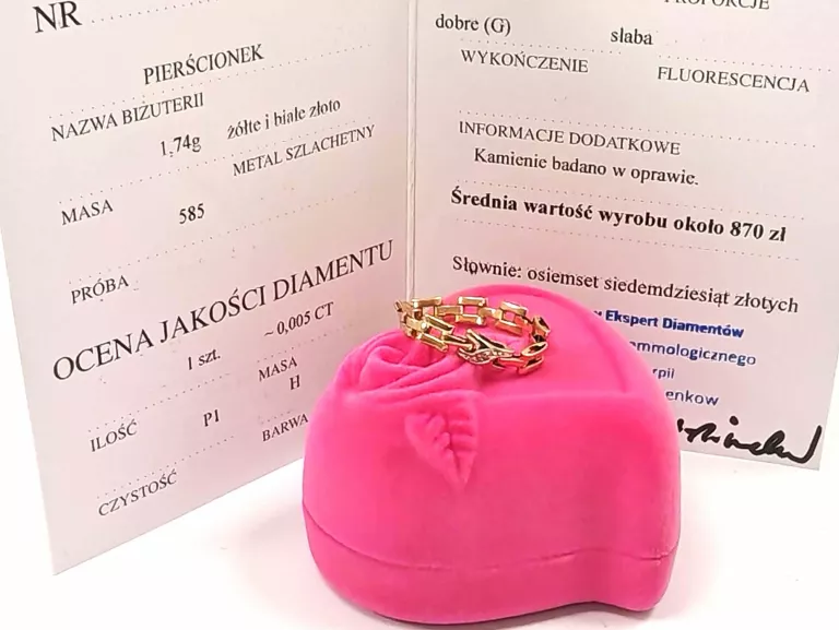 ZŁOTY MODUŁOWY PIERŚCIONEK Z BRYLANTEM 585 1,75G 0,005CT R20 CERTYFIKAT