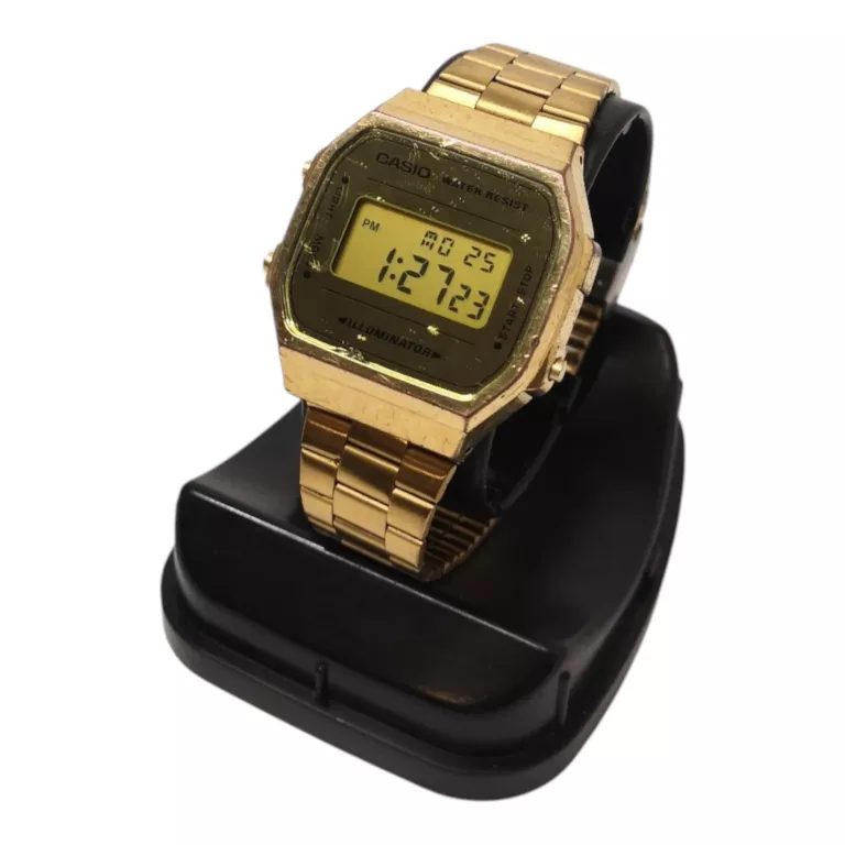 ZŁOTY SPORTOWY ZEGAREK CASIO VINTAGE DIGITAL A168WE