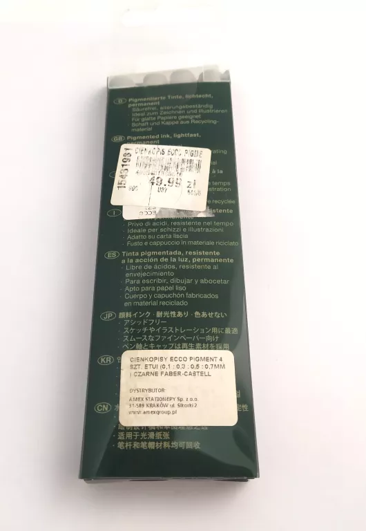 ZESTAW CIENKOPISÓW KALIBROWANYCH ECCO PIGMENT FABER-CASTELL 4 SZTUKI CZARN