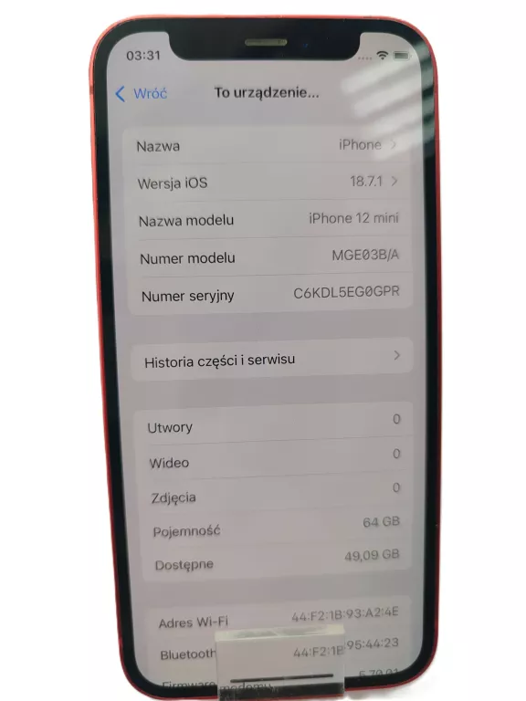 APPLE IPHONE 12 MINI BAT 75% 64GB/ USZKODZONY