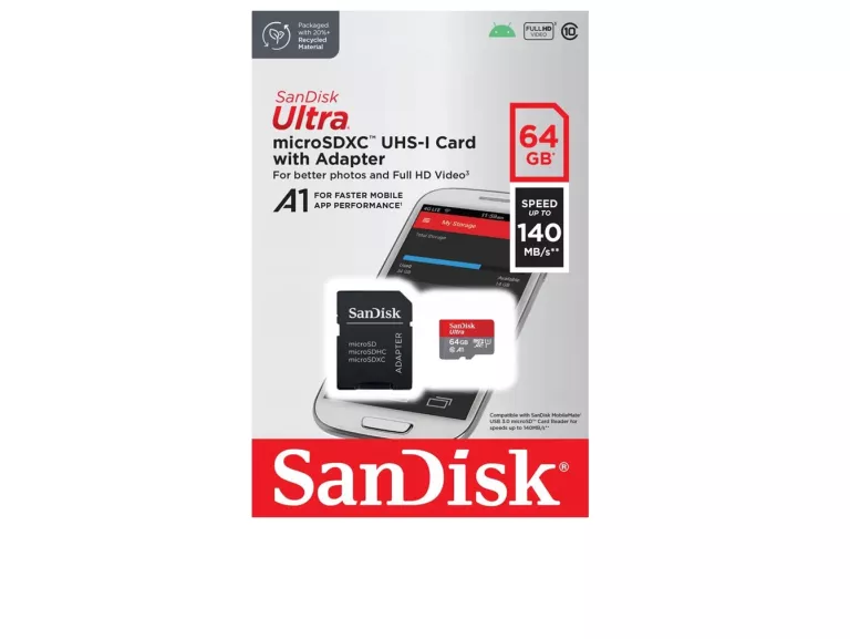 KARTA PAMIĘCI SANDISK ULTRA MICROSD SDXC 64GB 140MB/S A1 C10 U1