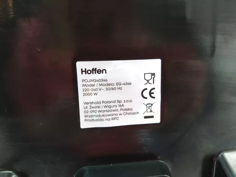 GRILL ELEKTRYCZNY HOFFEN EG 4346