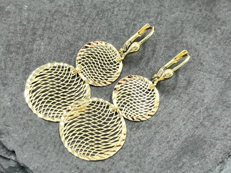 PIĘKNE AŻUROWE ZŁOTE KOLCZYKI WG: 3,22GR, P: 585, DŁ: 4,5CM