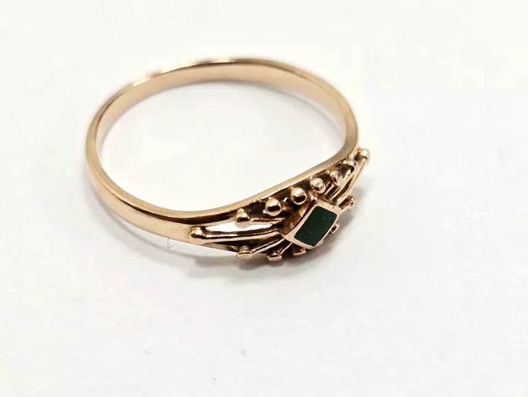 ZŁOTY PIERSCIONEK GREEN JADE 585 2,03G R:17