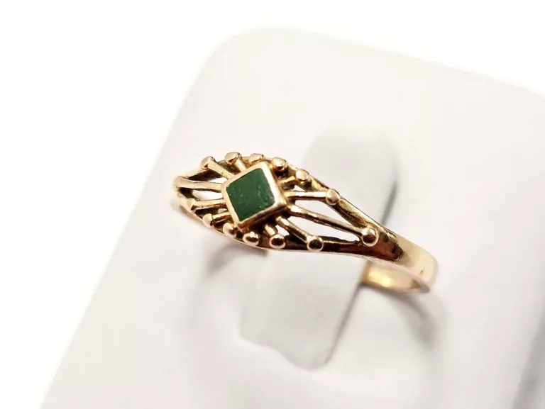ZŁOTY PIERSCIONEK GREEN JADE 585 2,03G R:17