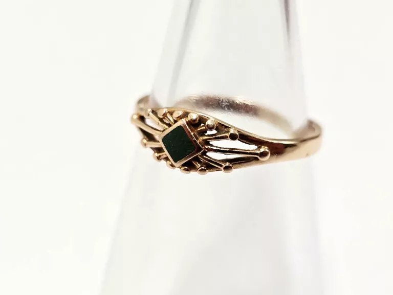 ZŁOTY PIERSCIONEK GREEN JADE 585 2,03G R:17