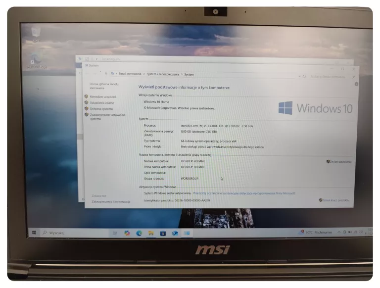 LAPTOP MSI GV62 7RC I5 8GB 512GB SSD
