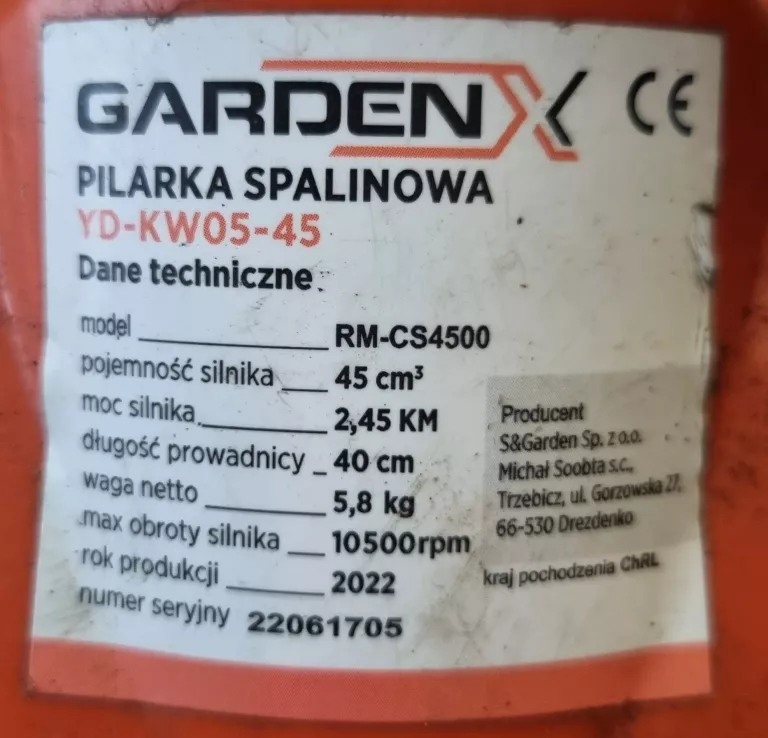 PIŁA SPALINOWA GARDEN