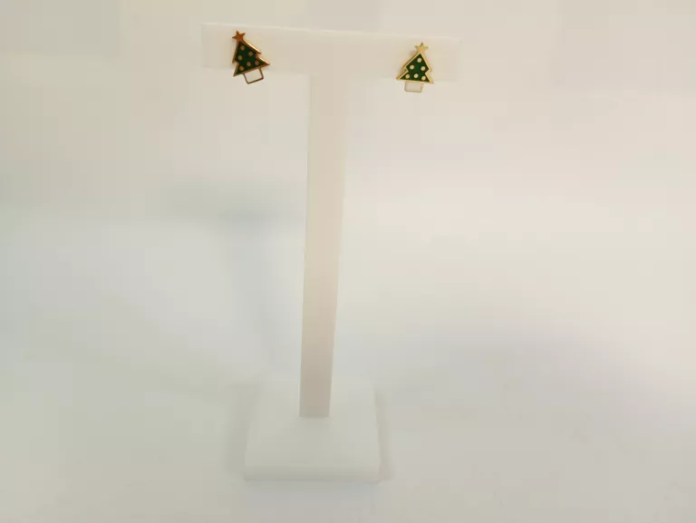 KOLCZYKI STALOWE SZTYFTY ZIELONE CHOINKI