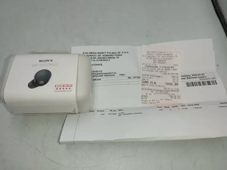 SŁUCHAWKI BLUETOOTH SONY WF-1000XM5 W PUDEŁKU, GWARANCJA!