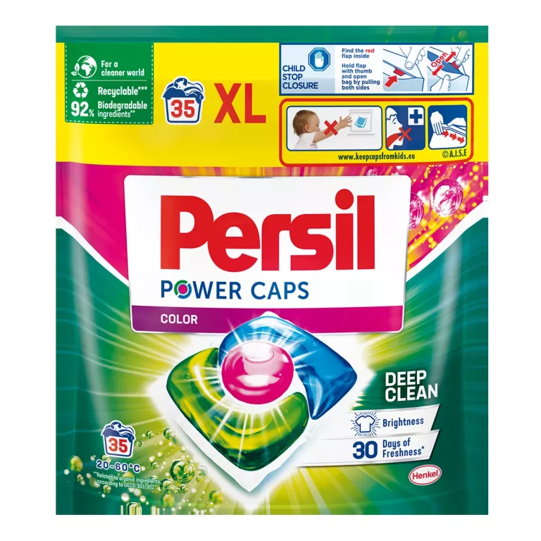 KAPSUŁKI DO PRANIA PERSIL POWER CAPS COLOR DO PRANIA KOLORÓW 35 SZT