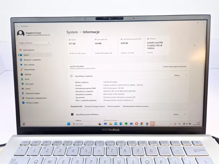 ASUS VIVOBOOK S14 14''FHD I5-8265U 8GB SSD512GB W11