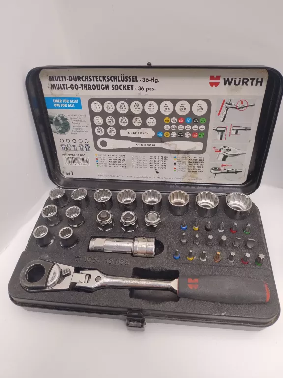 WURTH ZESTAW KLUCZY NASADOWYCH 1/2 Z GRZECHOTKĄ 36SZT 096513036