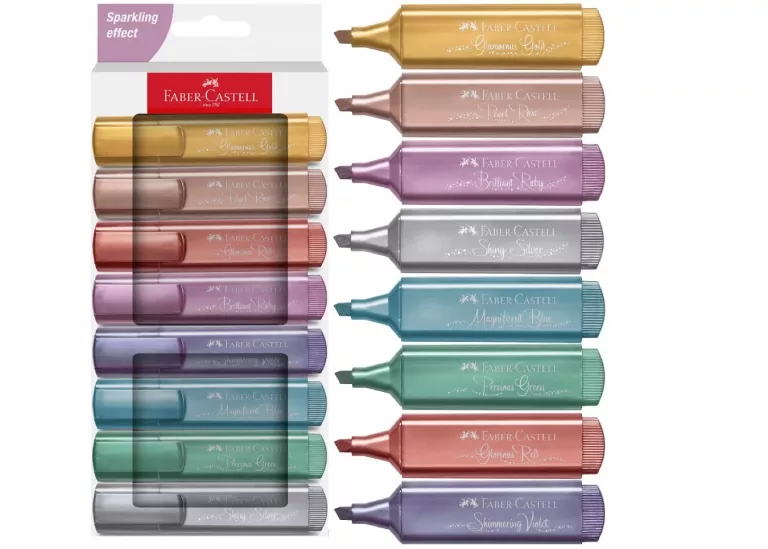 FABER-CASTELL ZAKREŚLACZ METALICZNY MAZAK MARKER 1546 METALLIC 8 KOLORÓW