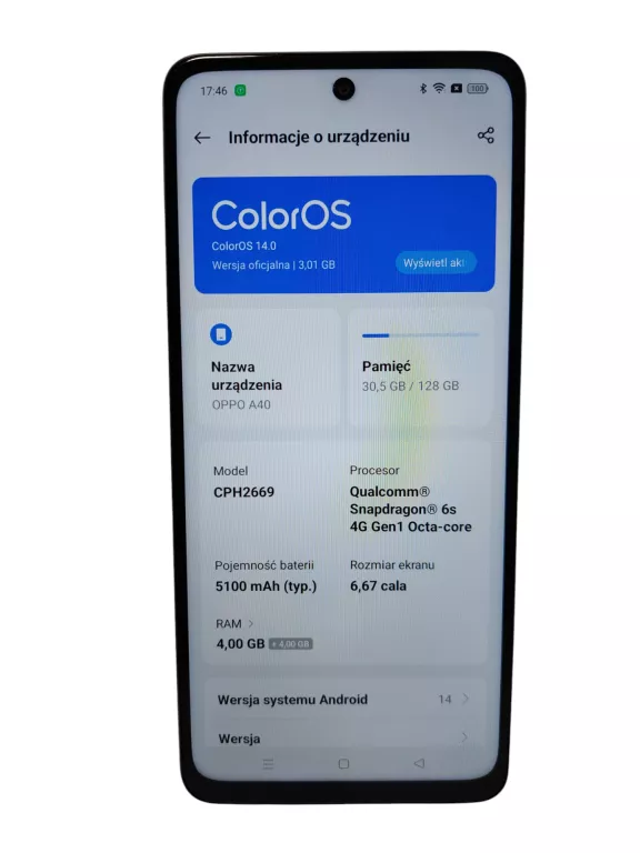 TELEFON OPPO A40 128GB/4GB