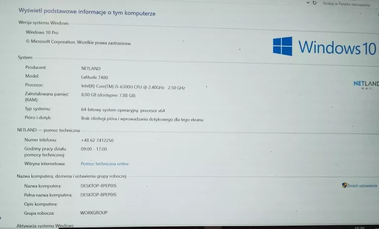 LAPTOP DELL 7480 INTEL CORE I5 8GB 256 GB 2580 ŁADOWARKA
