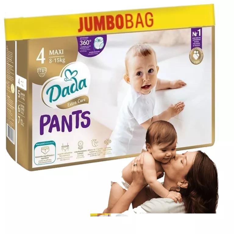 PIELUCHY PIELUCHOMAJTKI DADA PANTS EXTRA CARE JUMBOBAG 4 78 SZT 8-15KG