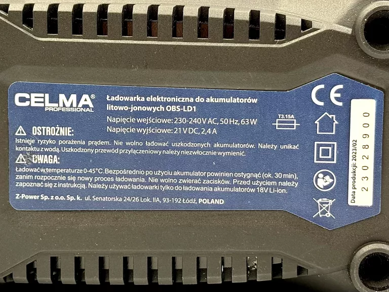 SZLIFIERKA KĄTOWA CELMA PRAG-LI 125OBS 18V AKUMULATOR 4.0AH ŁAD (02/2023)
