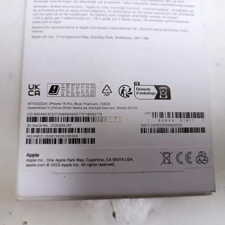TELEFON APPLE IPHONE 15 PRO 128GB BATERIA 93%
