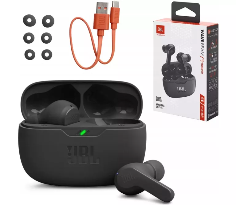 SŁUCHAWKI BEZPRZEWODOWE DOUSZNE JBL WAVE BEAM TWS BLUETOOTH 5.1 CZARNE