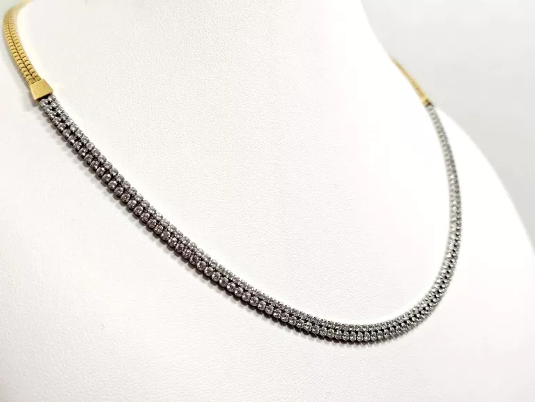 ZŁOTY ŁAŃCUSZEK CYRKONIA 585 11,26G DŁ:45CM
