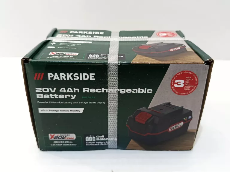 AKUMULATOR LITOWO-JONOWY PARKSIDE 20 V PAP 20 B3 4 AH 3 STOPNIOWY WSKAŹNIK