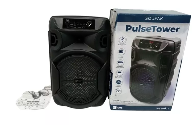 SQUEAK PULSETOWER SQ1006 GŁOŚNIK BT EDR RADIO FM 35W