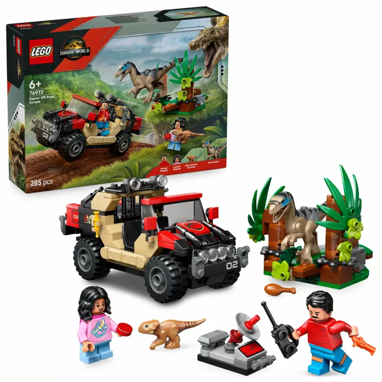 LEGO 76972 JURASSIC WORLD - UCIECZKA TERENÓWKĄ PRZED RAPTOREM