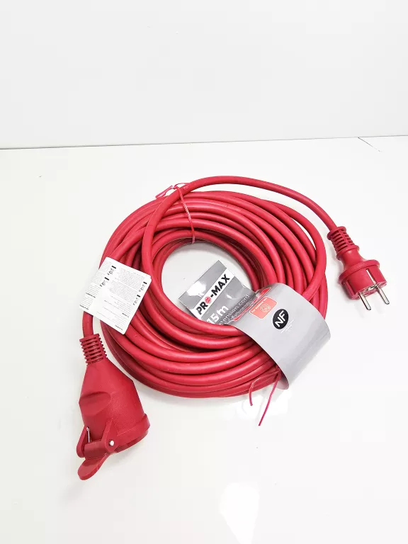 PRZEDŁUŻACZ ZEWNĘTRZNY PRO-MAX 1 GN. 15 M IP44 CZERWONY