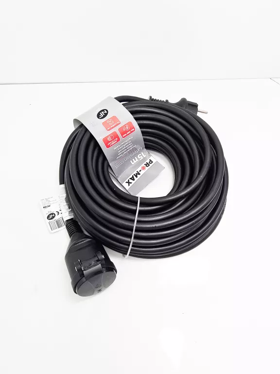 PRZEDŁUŻACZ ZEWNĘTRZNY PRO-MAX 1 GN. 15 M IP44 CZARNY