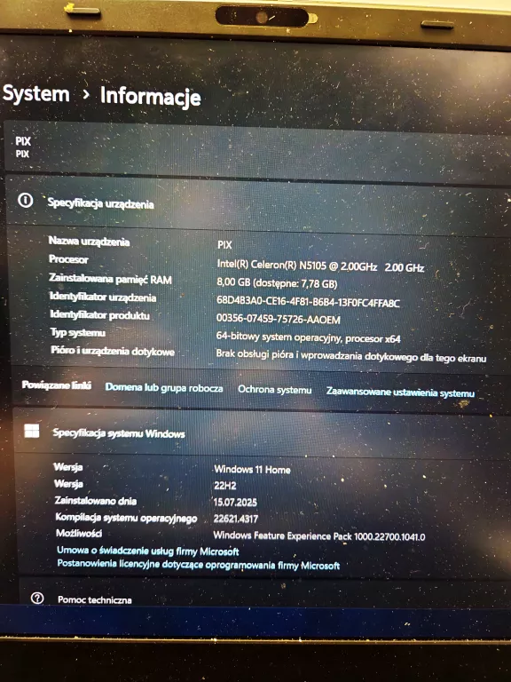 LAPTOP TECHBITE PIX 15.6 + ŁAD CELERON N5105/128GB/8GB/WIN11