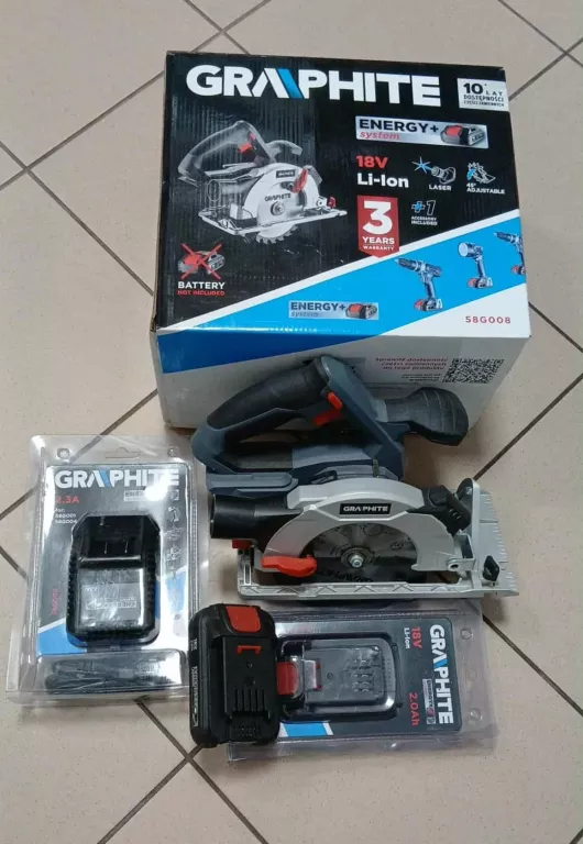 PIŁA TARCZOWA GRAPHITE + 2 AKU + ŁADOWARKA PUD + PARAGON