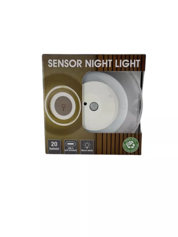 LAMPKA NOCNA CZUJNIK RUCHU ŁADOWANIE USB ŚCIENNA ŚREDNICA 10 CM 20 LUMEN