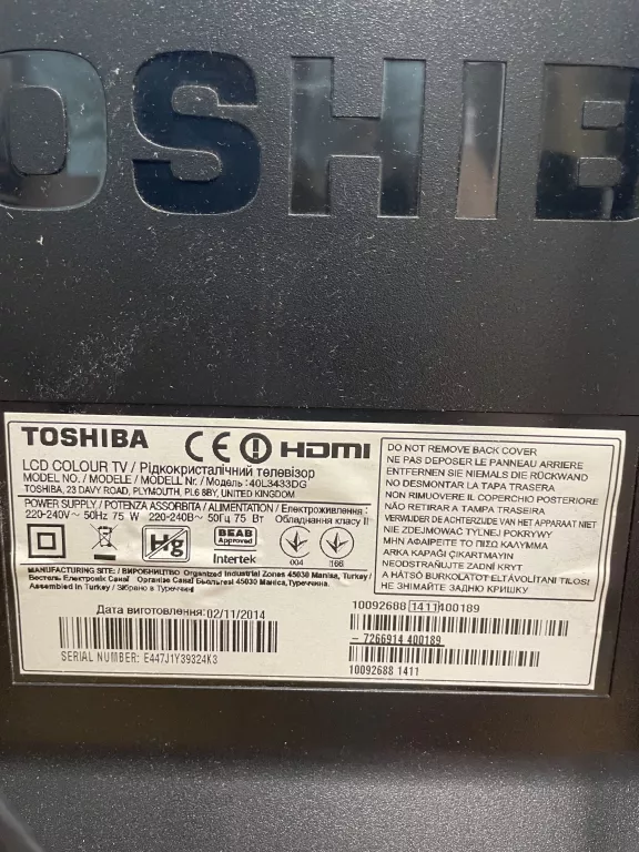 TELEWIZOR TOSHIBA 40L3433DG