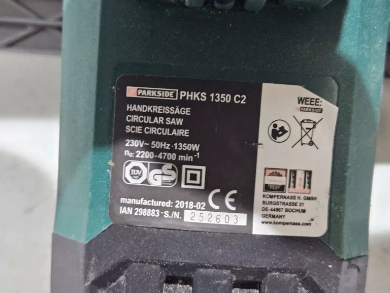 PIŁA TARCZOWA PARKSIDE PHKS 1350 C2 REG OBR