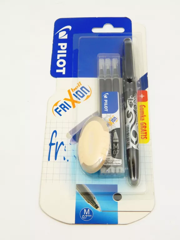 CZARNE FRIXION ORYGINALNE WKŁADY ŚCIERALNE + DŁUGOPIS 0,7MM + GUMKA