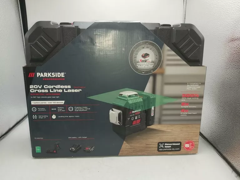 LASER KRZYŻOWY PARKSIDE 3 × 360°, 20 V, 2 AH, PKLLP 3360 A1 KOMPLET