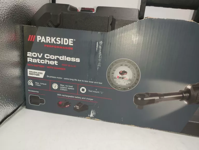 KLUCZ GRZECHOTKA AKUMULATOROWA PARKSIDE PARP 20-LI A1 20V KOMPLET