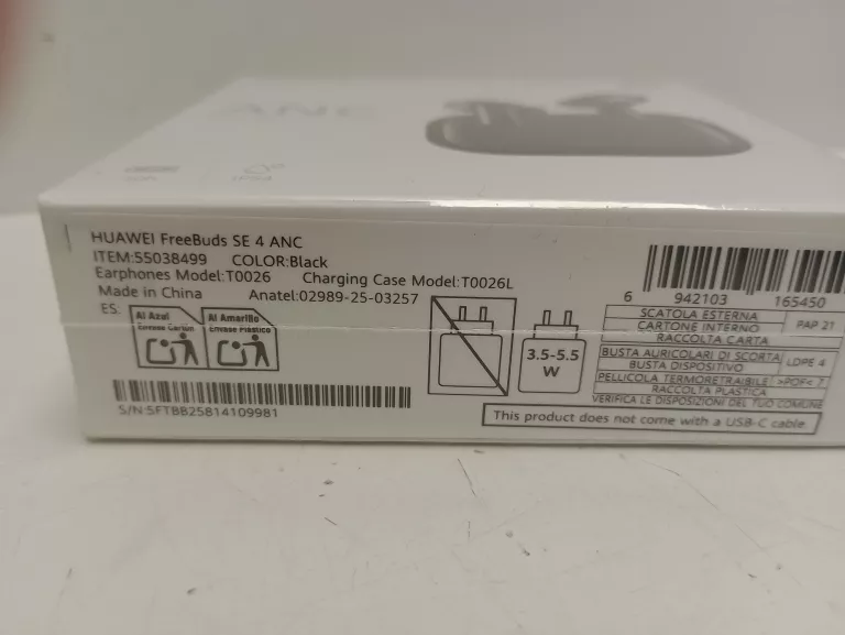 SŁUCHAWKI HUAWEI FREEBUDS SE 4 DOUSZNE ANC CZARNE
