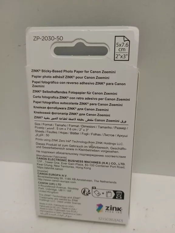 PAPIER FOTOGRAFICZNY CANON ZP-2030 50 SZT. BŁYSZCZĄCY